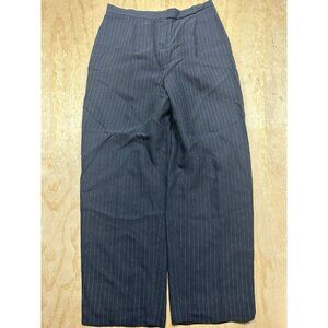 Ralph Lauren Pinstripe Pants Sz 12 Navy Lined Rayon Wool Blend Academia Career